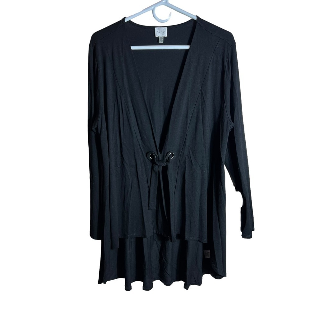 Cupio Lightweight Tie Closure Black Cardigan, Large